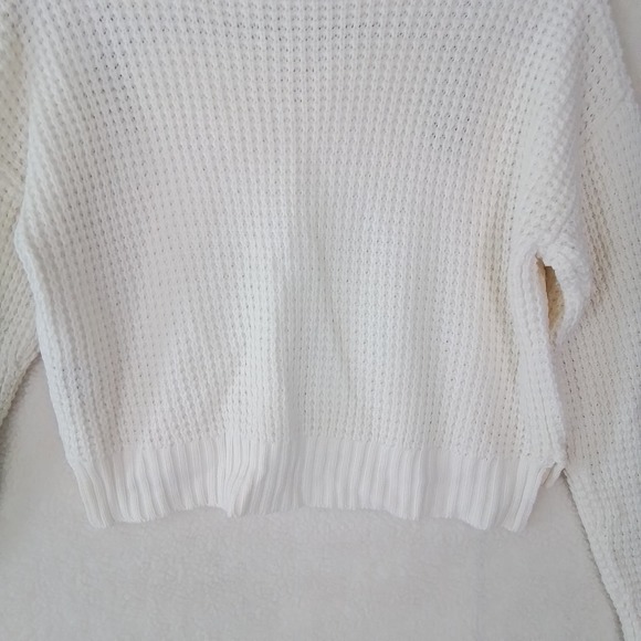 Forever 21 Oversized Cropped Chunky Knit Sweater Size Small in White - Picture 7 of 11